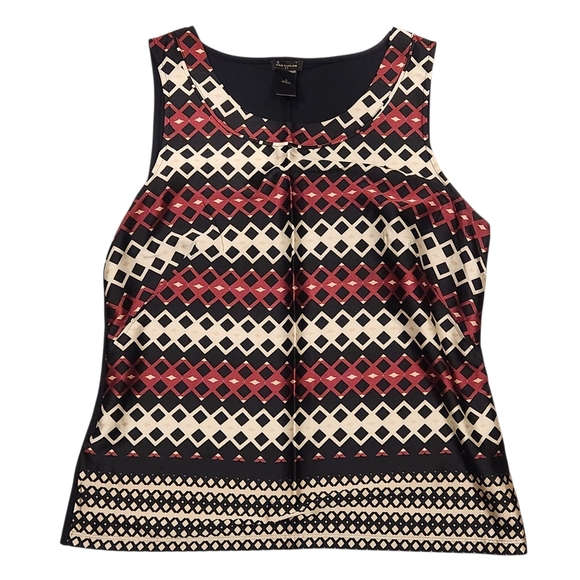 Women's Ann Taylor Black and Purple Geometric Tank Top - Picture 1 of 4